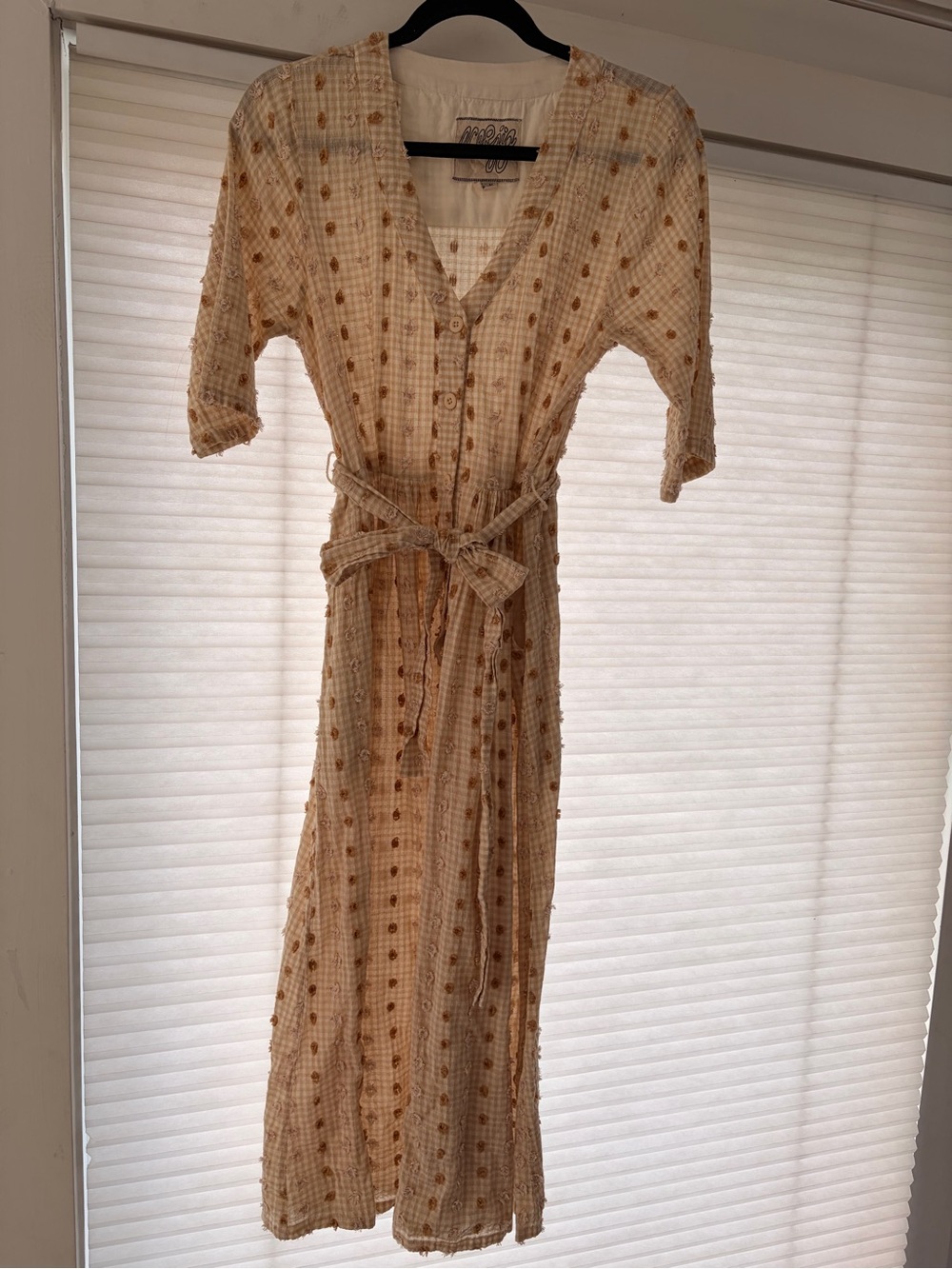 Ace & Jig Cream Maxi Dress with Tan Dot Detail - size 4